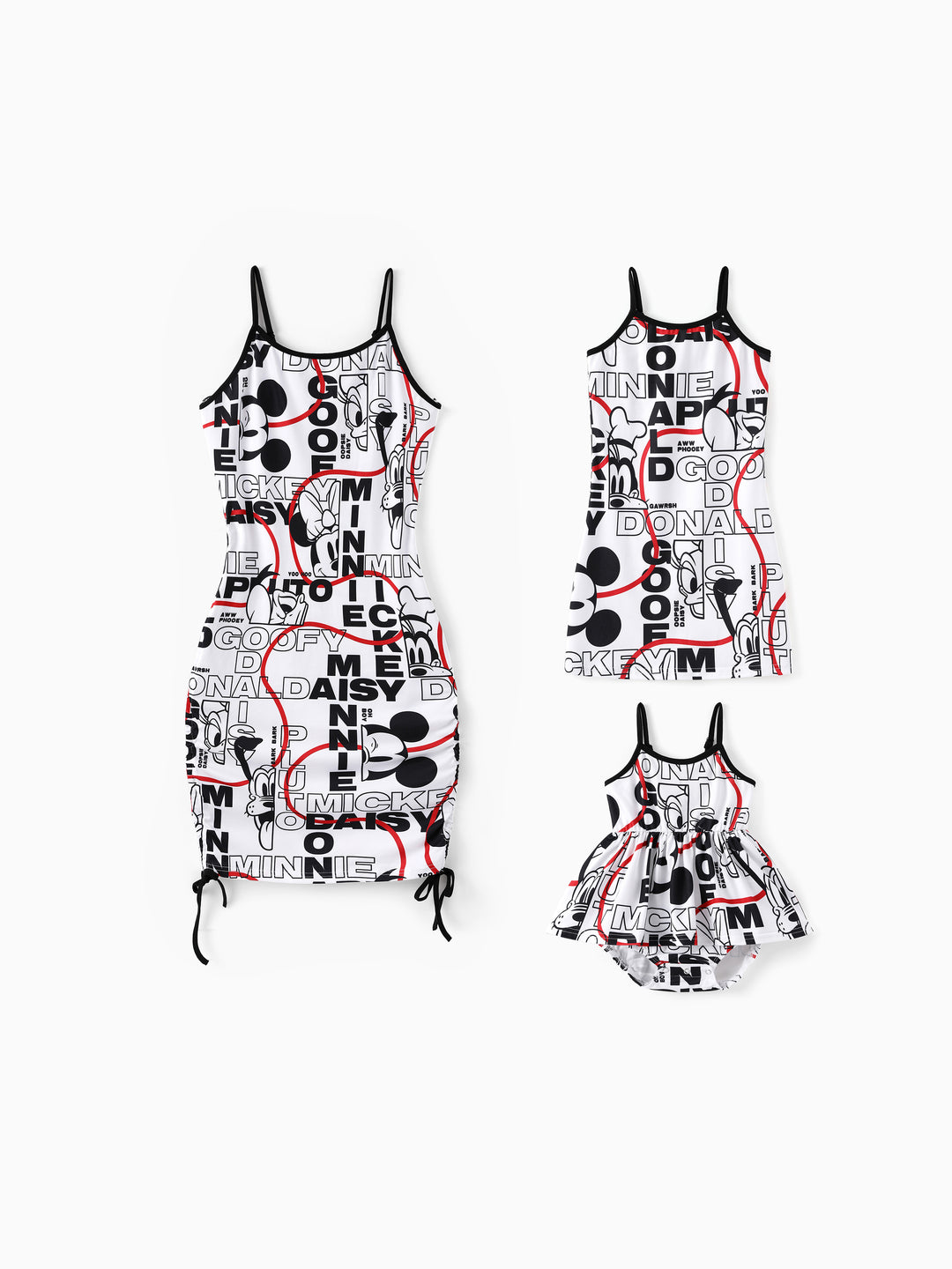 Vestido casual de graffiti para mamá y niña de Disney Mickey y sus amigos Negro