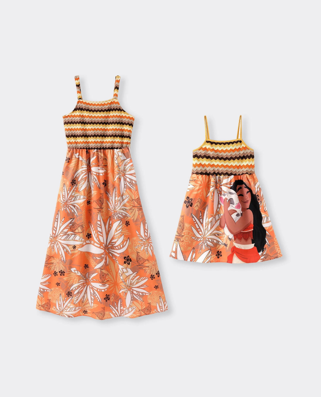 Disney Princess Mommy & me Moana Palm Leaf Tropical Crochet Sleeveless Dress Yellow