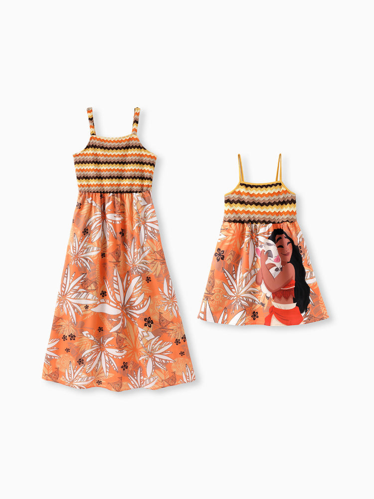 Disney Princess Mommy & me Moana Palm Leaf Tropical Crochet Sleeveless Dress Yellow