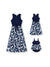 Mommy and Me Family Matching Cotton Tee Flora Print Splicing Shirt or Tank Dress Deep Blue