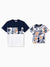 Disney Lion King Daddy & Son Simba Palm Leaf Pattern Colorblock Top Dark Blue