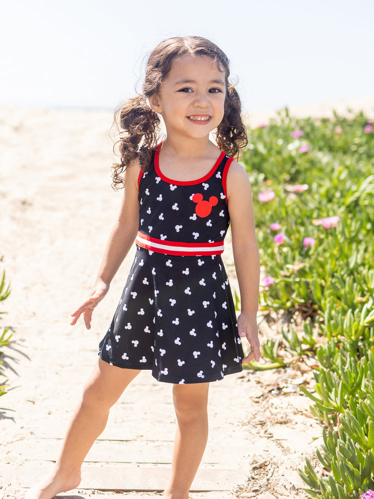 Disney Mickey and Friends Mommy and Me Family matching 1pc Mickey Mouse Allover Print Sporty Dress/Cotton Top /RomperExpression Casual Suits Family Set 3pcs Cotton Unisex Black