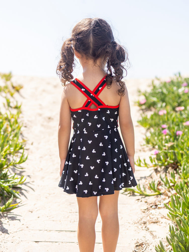 Disney Mickey and Friends Mommy and Me Family matching 1pc Mickey Mouse Allover Print Sporty Dress/Cotton Top /RomperExpression Casual Suits Family Set 3pcs Cotton Unisex Black