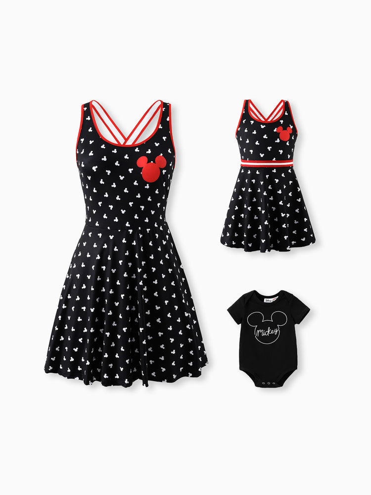 Mommy and Me Disney Mickey and Friends Family matching 1pc Mickey Mouse Allover Print Sporty Dress/Cotton Top /Romper
Expression Casual Suits Family Set 3pcs Cotton Unisex Black
