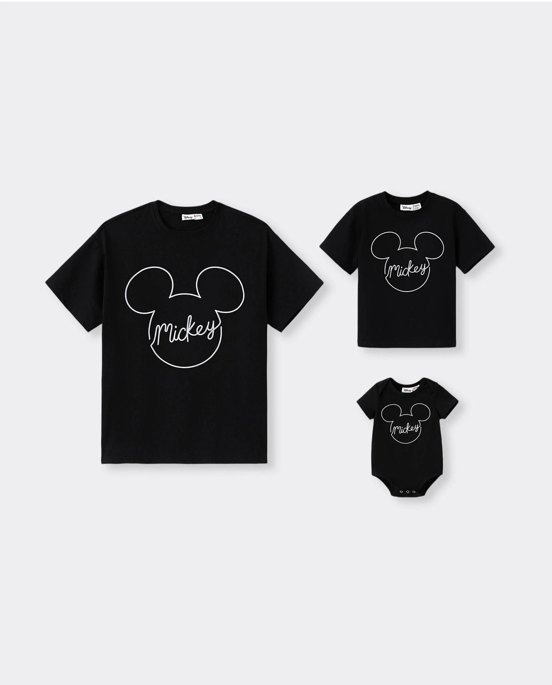 Disney Mickey and Friends Daddy and Me Family matching 1pc Mickey Mouse Allover Print Sporty Dress/Cotton Top /RomperExpression Casual Suits Family Set 3pcs Cotton Unisex Black