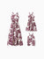 Mommy & me Outfits Red Leaf Print Shirts and Strap Belted Dress for Hawaii/Cruise/Resort/Casual Wear White