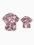 Daddy & Son Outfits Red Leaf Print Shirts for Hawaii/Cruise/Resort/Casual Wear White