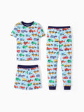 Toddler / Kids Christmas / Halloween Pajamas 3-Piece Bamboo Pajama Set 2-in-1 Look for 4 Seasons (Snug-Fitting) Light Blue