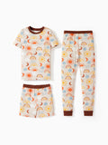 Toddler / Kids Christmas / Halloween Pajamas 3-Piece Bamboo Pajama Set 2-in-1 Look for 4 Seasons (Snug-Fitting) Apricot