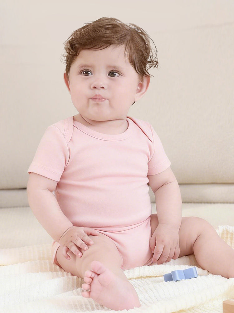 Mono informal de bambú para bebé niño/niña rosa