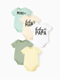 Bamboo 5-Pack Baby Boy/Girl Casual Romper Light Green