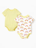 Bamboo Baby Boy/Girl 2-Pack Solid&Printed Rompers Set Yellow