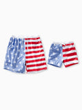 Independence Day 4th of July Daddy & Son Patriotic Swimwear Stars and Stripes Board Shorts Blue