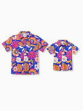 Daddy & Son Hawaiian Outfits Tropical Floral Print Vacation Clothes Short-sleeve Shirts Summer Beachwear Set Navy