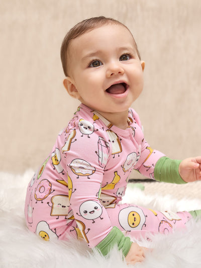 Kids Baby / Girl Bamboo Pajamas With Childlike Print (Snug-Fitting) Peach Pink