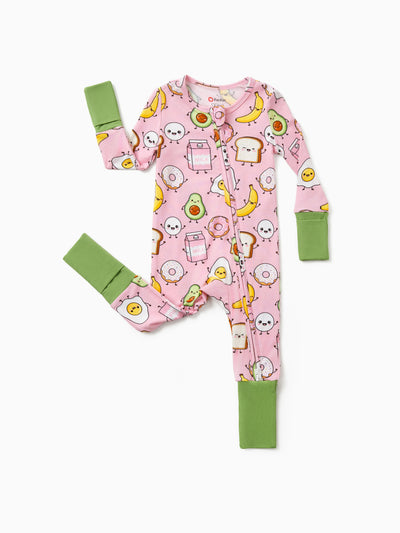 Kids Baby / Girl Bamboo Pajamas With Childlike Print (Snug-Fitting) Peach Pink