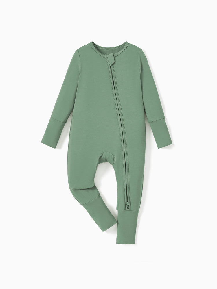 Kids Baby / Girl Bamboo Pajamas With Childlike Print (Snug-Fitting) Dark Green