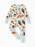 Kids Baby / Girl Bamboo Pajamas With Childlike Print (Snug-Fitting) Light Green