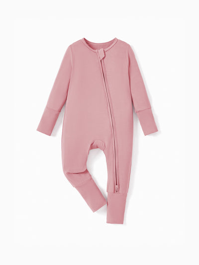 Pyjama en bambou pour bébé/fille avec imprimé enfantin (ajusté) rose