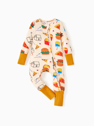 Kids Baby / Girl Bamboo Pajamas With Childlike Print (Snug-Fitting) Brown