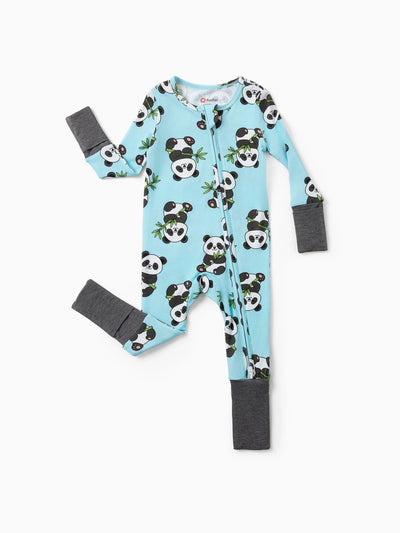 Kids Baby / Girl Bamboo Pajamas With Childlike Print (Snug-Fitting) Light Blue
