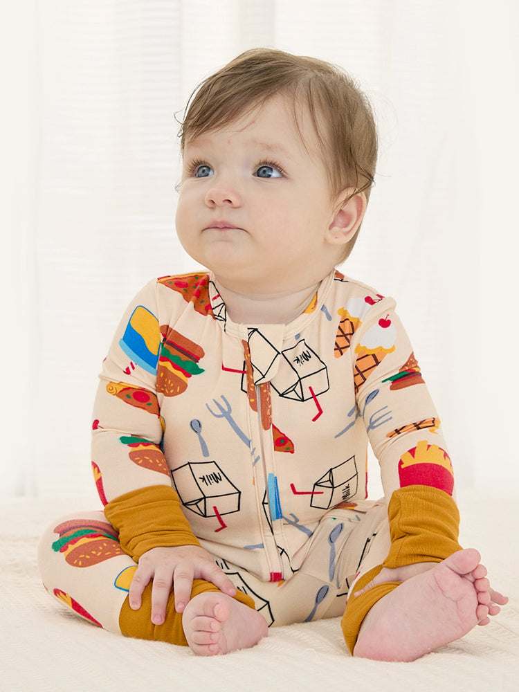 Pijama de bambú para bebé/niña con estampado infantil (ajustado) marrón