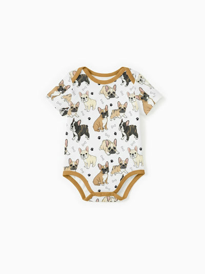 Bamboo Baby Boy/Girl Cute Animal Printed Bodysuit Khaki