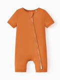 Grenouillère en bambou pour bébé garçon/fille, fermeture éclair à double sens, antidérapante, motif alimentaire enfantin, vêtements de nuit en bambou (bien ajustés)
 Orange