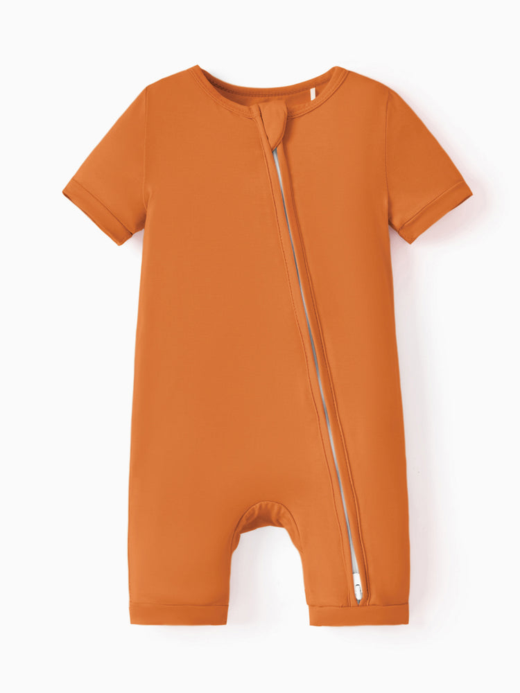 Grenouillère en bambou pour bébé garçon/fille, fermeture éclair à double sens, antidérapante, motif alimentaire enfantin, vêtements de nuit en bambou (bien ajustés)
 Orange