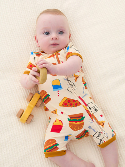 Grenouillère en bambou pour bébé garçon/fille, fermeture éclair à double sens, antidérapante, motif alimentaire enfantin, vêtements de nuit en bambou (bien ajustés)
 Brun