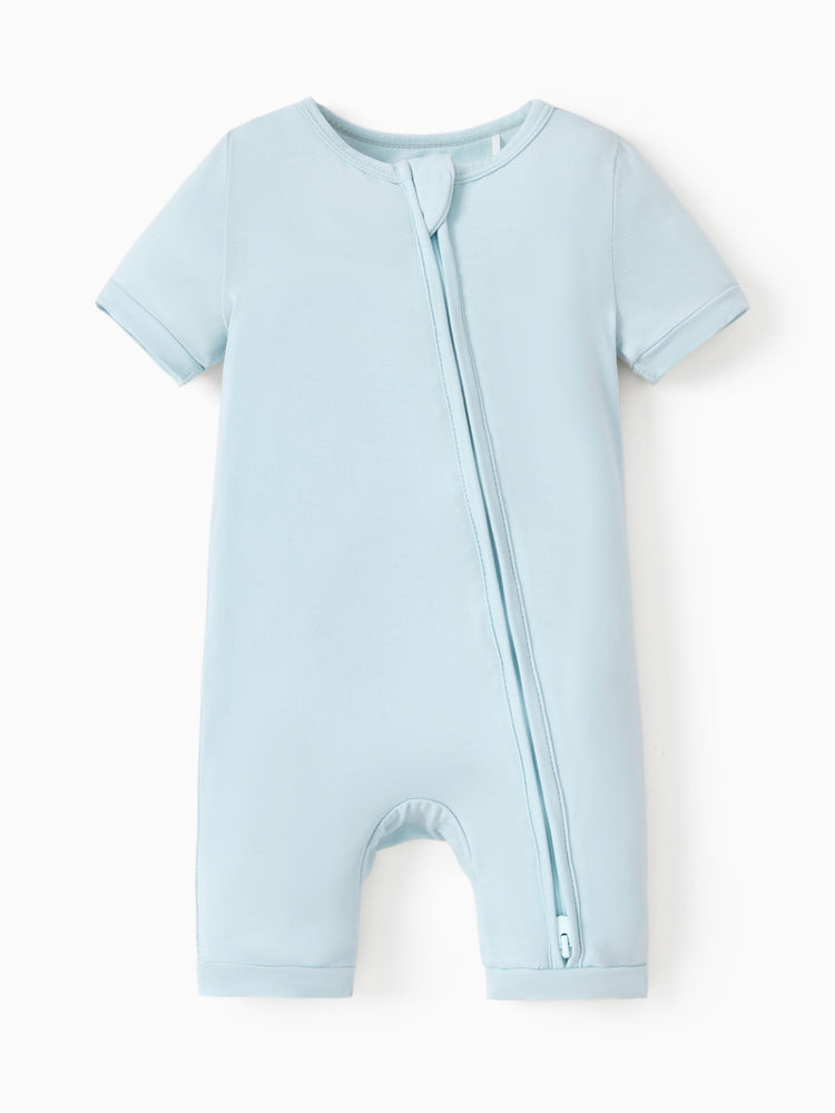 Grenouillère en bambou pour bébé garçon/fille, fermeture éclair à double sens, antidérapante, motif alimentaire enfantin, vêtements de nuit en bambou (bien ajustés)
 Turquoise