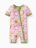 Bamboo Baby Boy /  Girl 2-Way Zip Onesies Anti Slip Childlike Food Pattern Bamboo Sleepwear (Snug-Fitting)
 Light Pink