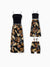 Mommy & me Floral Print Beach Wear Camisole top and Wide-Leg Pants Set for Summer Vacation Family Looks Black+White