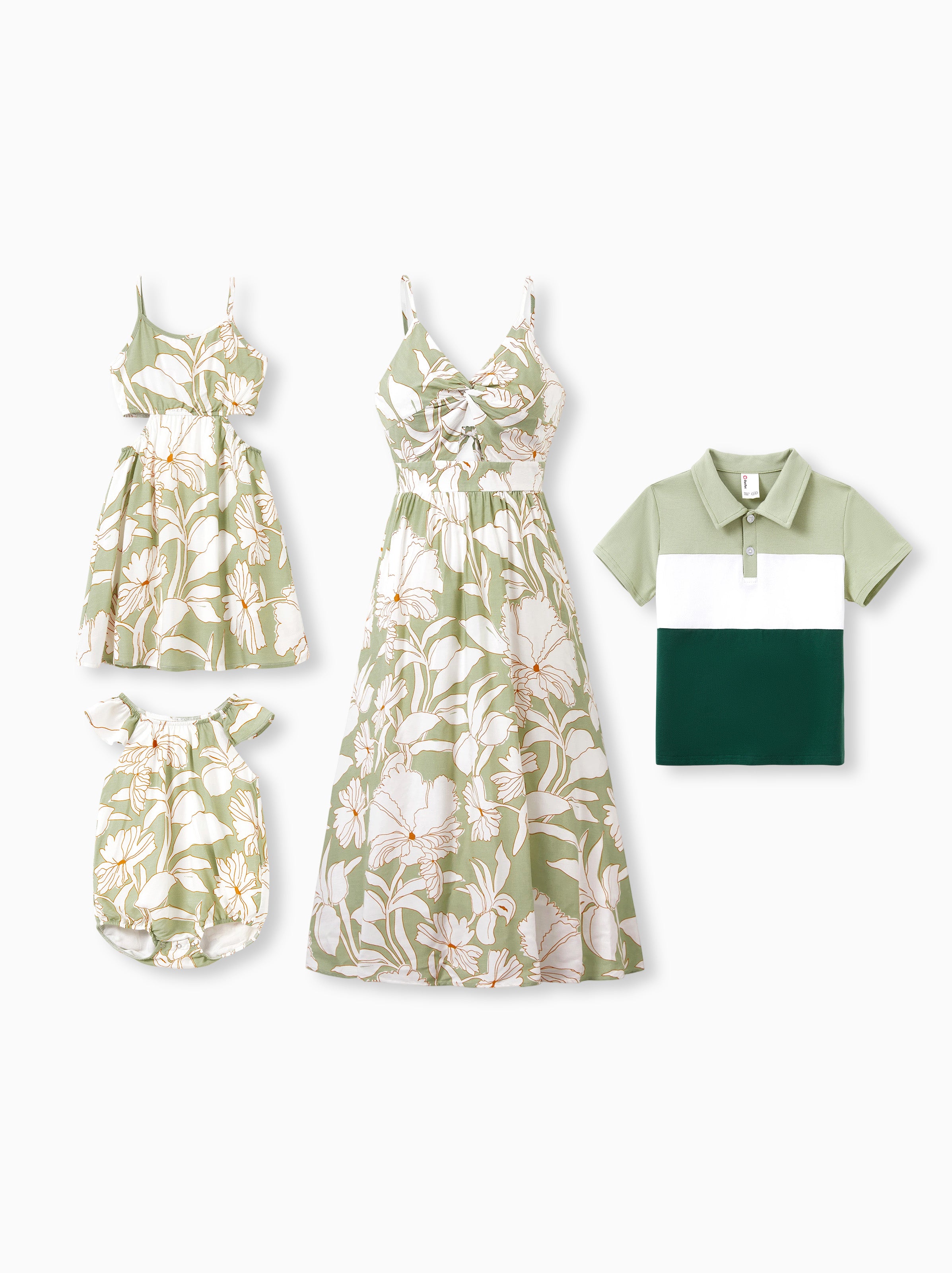 Mommy & me Outfits Tropical Floral Print Strap Dress or Short-sleeve C - PatPat Mommy & me Outfits Tropical Floral Print Strap Dress or Short-sleeve C - PatPat