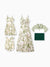 Mommy & me Outfits Tropical Floral Print Strap Dress or Short-sleeve Colorblock Shirts Set Pale Green