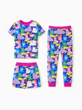 Toddler / Kids Christmas / Halloween Pajamas 3-Piece Bamboo Pajama Set 2-in-1 Look for 4 Seasons (Snug-Fitting) Color block