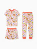 Toddler / Kids Christmas / Halloween Pajamas 3-Piece Bamboo Pajama Set 2-in-1 Look for 4 Seasons (Snug-Fitting) Light Pink