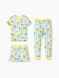 Toddler / Kids Christmas / Halloween Pajamas 3-Piece Bamboo Pajama Set 2-in-1 Look for 4 Seasons (Snug-Fitting) Blue