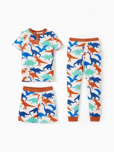 Toddler / Kids Christmas / Halloween PJS for Boys 3-Piece Bamboo Pajama Set 2-in-1 Look for 4 Seasons (Snug-Fitting) Apricot