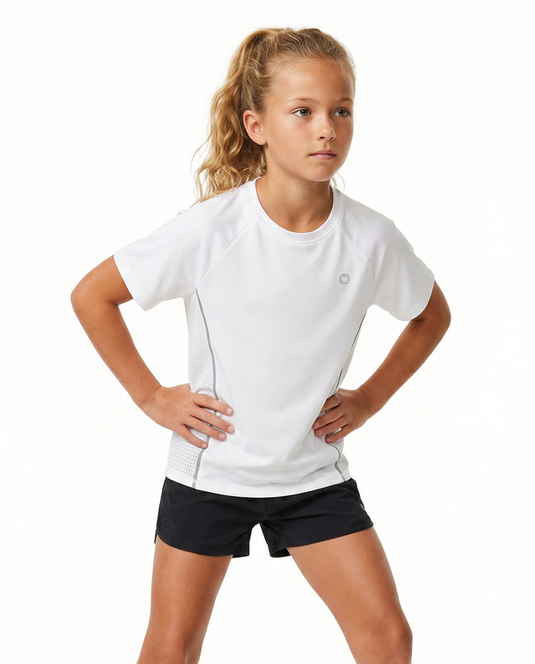 PatPat Rapidair activewear Kids Boy/Girl Athletic Quick-Dry & Instant-Cooling UPF 100+ Rash Guard T-Shirt White