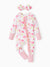 Bamboo Baby Boy/Girl Animal Printed 2-Way Zipper Anti Slip Long-sleeve Footie with Hairband Pink