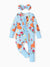 Bamboo Baby Boy/Girl Animal Printed 2-Way Zipper Anti Slip Long-sleeve Footie with Hairband Turquoise