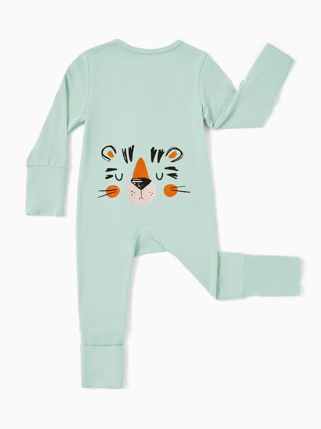 Bamboo Baby Boy / Girl Childlike Animal Pattern 2-way Zipper Footie Green