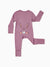 Bamboo Baby Boy / Girl Childlike Animal Pattern 2-way Zipper Footie Purple