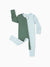 Bamboo Baby Boy / Girl Color Block 2-Way Zipper Anti Slip Long Sleeve Rompers Green