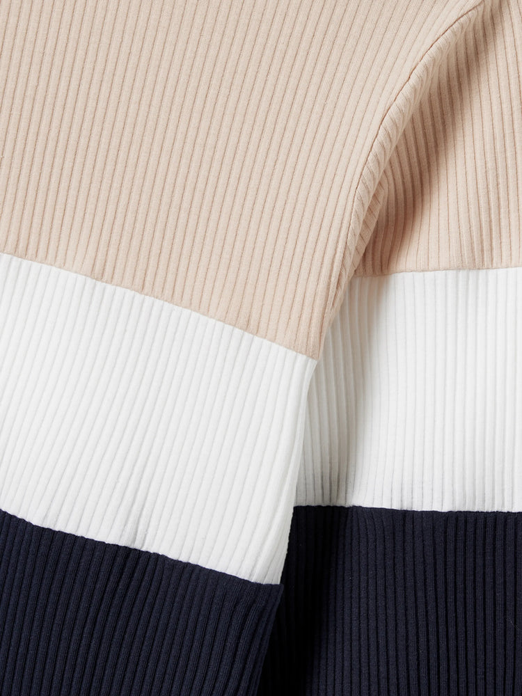 Family Matching Color-Block Knit Long-Sleeved Dresses And Tops Sets Multi-color