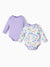 Bamboo Baby Bodysuits 2-piece Flora Long Sleeve Rompers for Baby Girls Infant Purple
