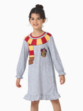 Harry Potter Kind Mädchen Rüschen Rand Pyjamas Nachthemd hellgrau