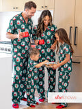 Ensemble pyjama de Noël assorti pour toute la famille, imprimé Père Noël, turquoise