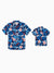 Daddy & Son Vacation Set Tropical Floral Print Shirt or Halter Dresses for Dad, Mom, Kids & Baby, Perfect for Summer Holidays & Family Photos Deep Blue